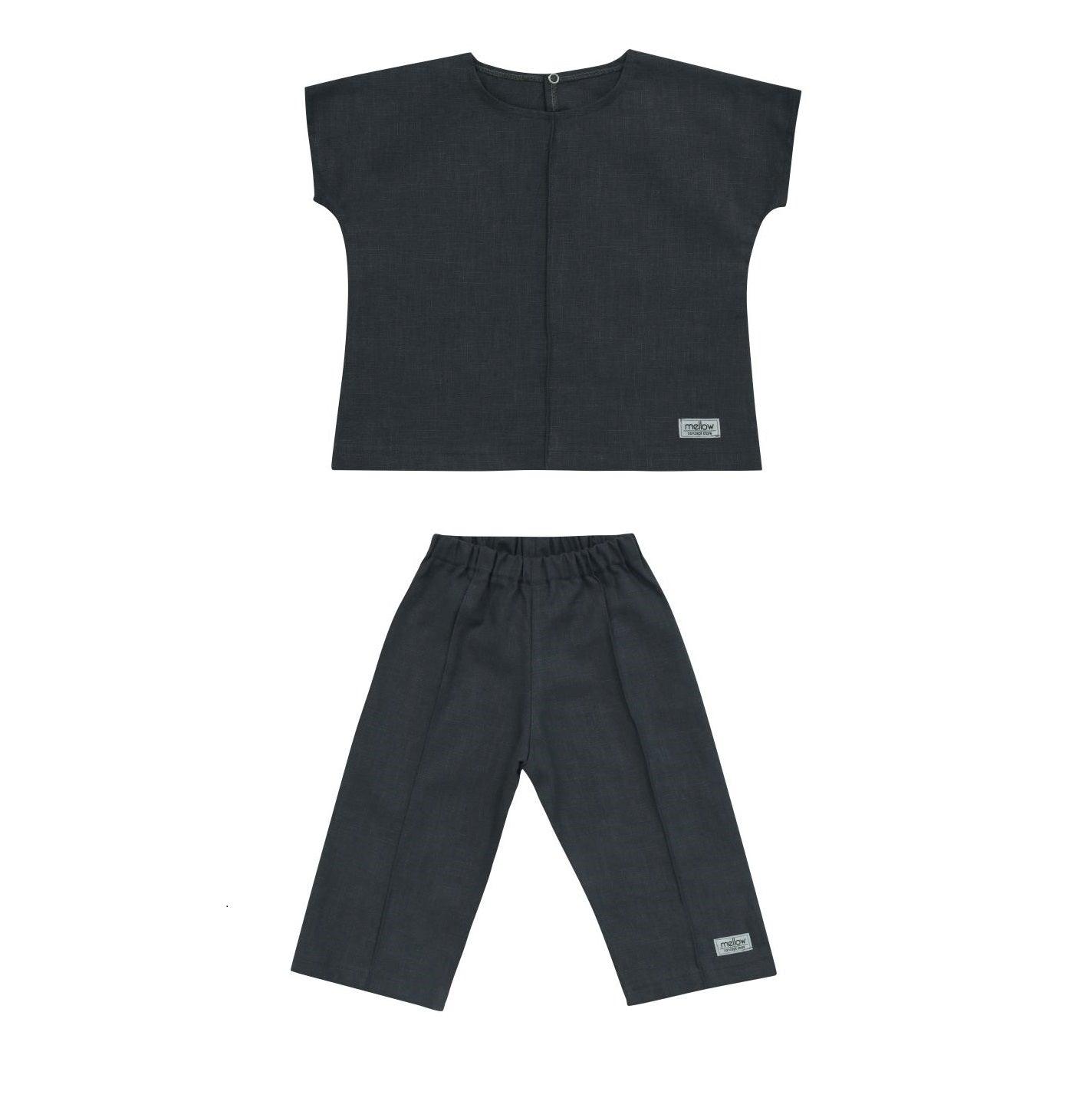 A sustainable Ramie Baby/Kid Clothing Set - Charcoal for a baby by Mellow Concept Store.
