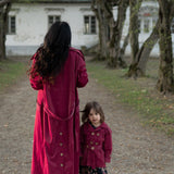 Kid's Trench Coat - Burgundy Red - Cotton