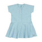 A sustainable Ramie Baby/Kid Dress - Blue with a collar and pockets by Mellow Concept Store.