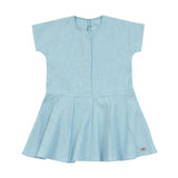 A sustainable Ramie Baby/Kid Dress - Blue with a collar and pockets by Mellow Concept Store.