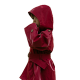 Kid's Trench Coat - Burgundy Red - Cotton