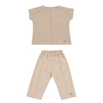 An eco-friendly Ramie Baby/Kid Clothing Set in beige, perfect for delicate skin from Mellow Concept Store.