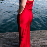 Silk Strapless Dress - Red
