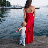 Silk Strapless Dress - Red