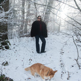 Sheepskin Fur / Coat with Burgundy Silk Lining - Brown