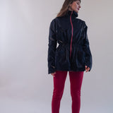 Single-Panel Cotton Windbreaker with Merino Wool Lining - Black