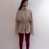 Single-Panel Cotton Windbreaker with Lyocell/Wool Lining - Beige