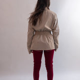 Single-Panel Cotton Windbreaker with Lyocell/Wool Lining - Beige
