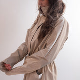 Single-Panel Cotton Windbreaker with Lyocell/Wool Lining - Beige