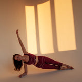 Women's Lyocell/Wool Sports Leggings - Burgundy (Cream Thread)
