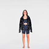Single-Panel Cotton Windbreaker with Merino Wool Lining - Black