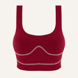 Women's Lyocell/Wool Sports Bra - Burgundy (Cream Thread)