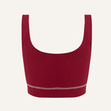 Women's Lyocell/Wool Sports Bra - Burgundy (Cream Thread)