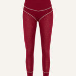 Women's Lyocell/Wool Sports Leggings - Burgundy (Cream Thread)