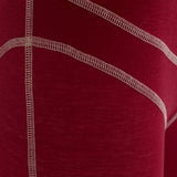 Women's Lyocell/Wool Sports Leggings - Burgundy (Cream Thread)