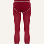 Women's Lyocell/Wool Sports Leggings - Burgundy (Cream Thread)