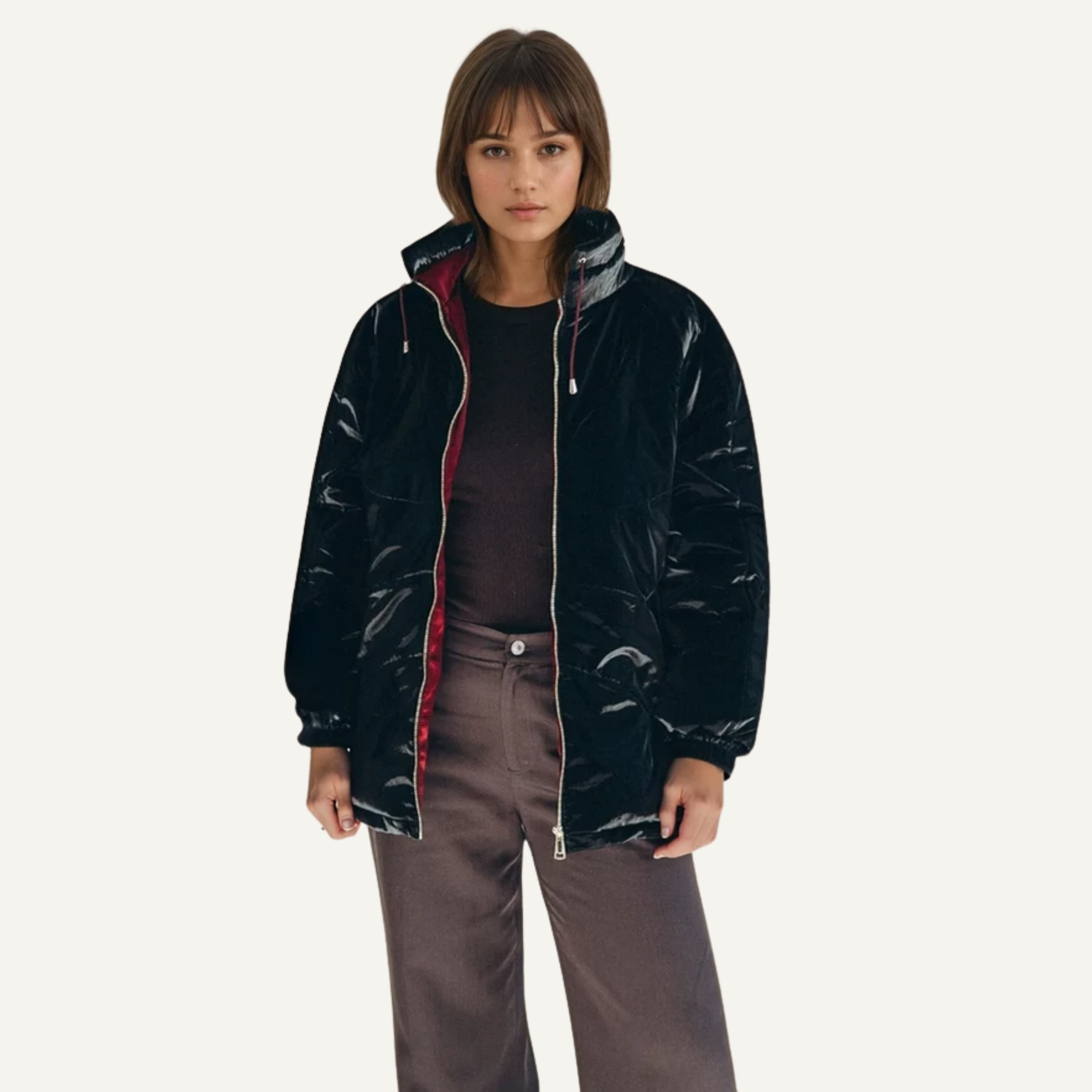 Women's Wool Puff Jacket - Black