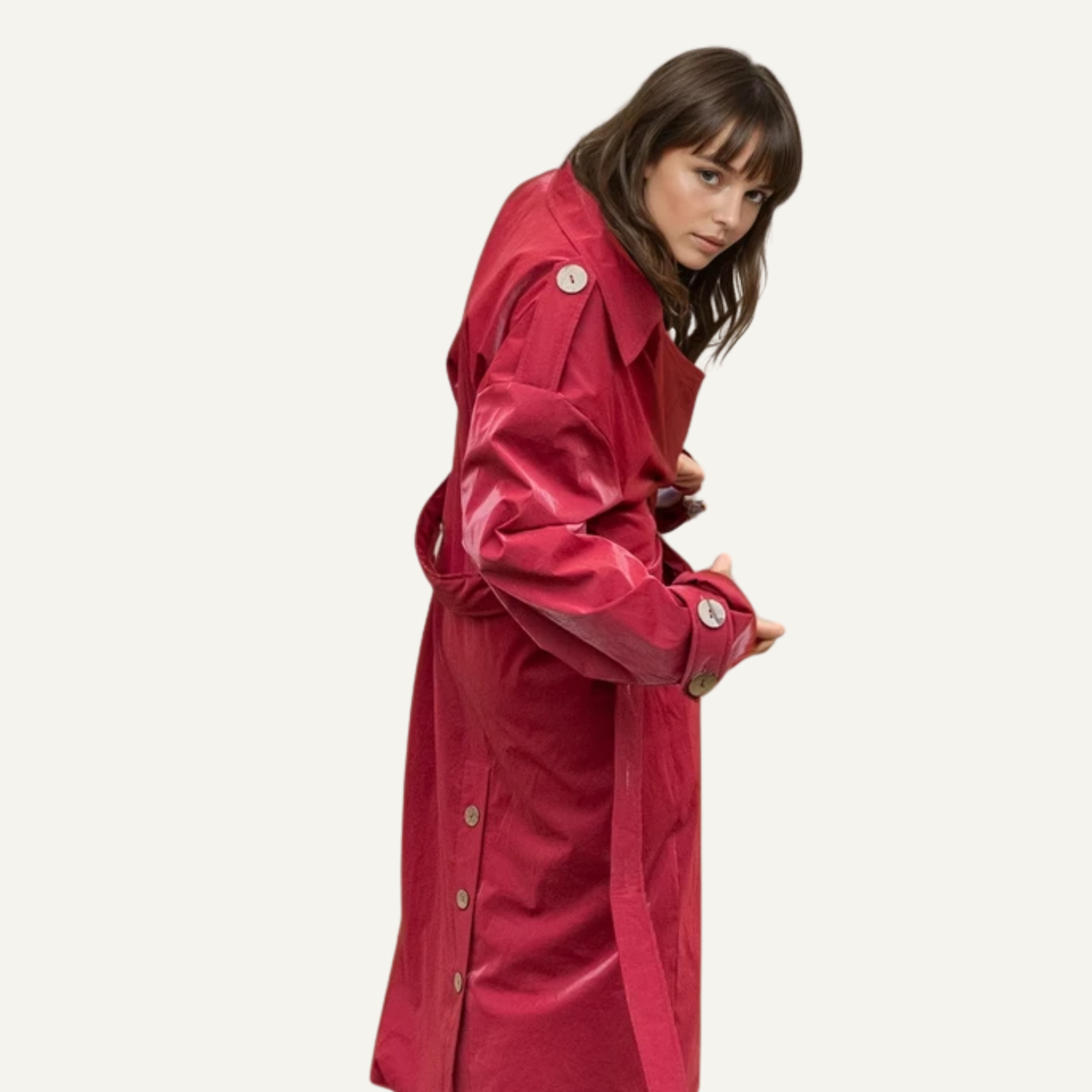 Trench Coat - Burgundy Red