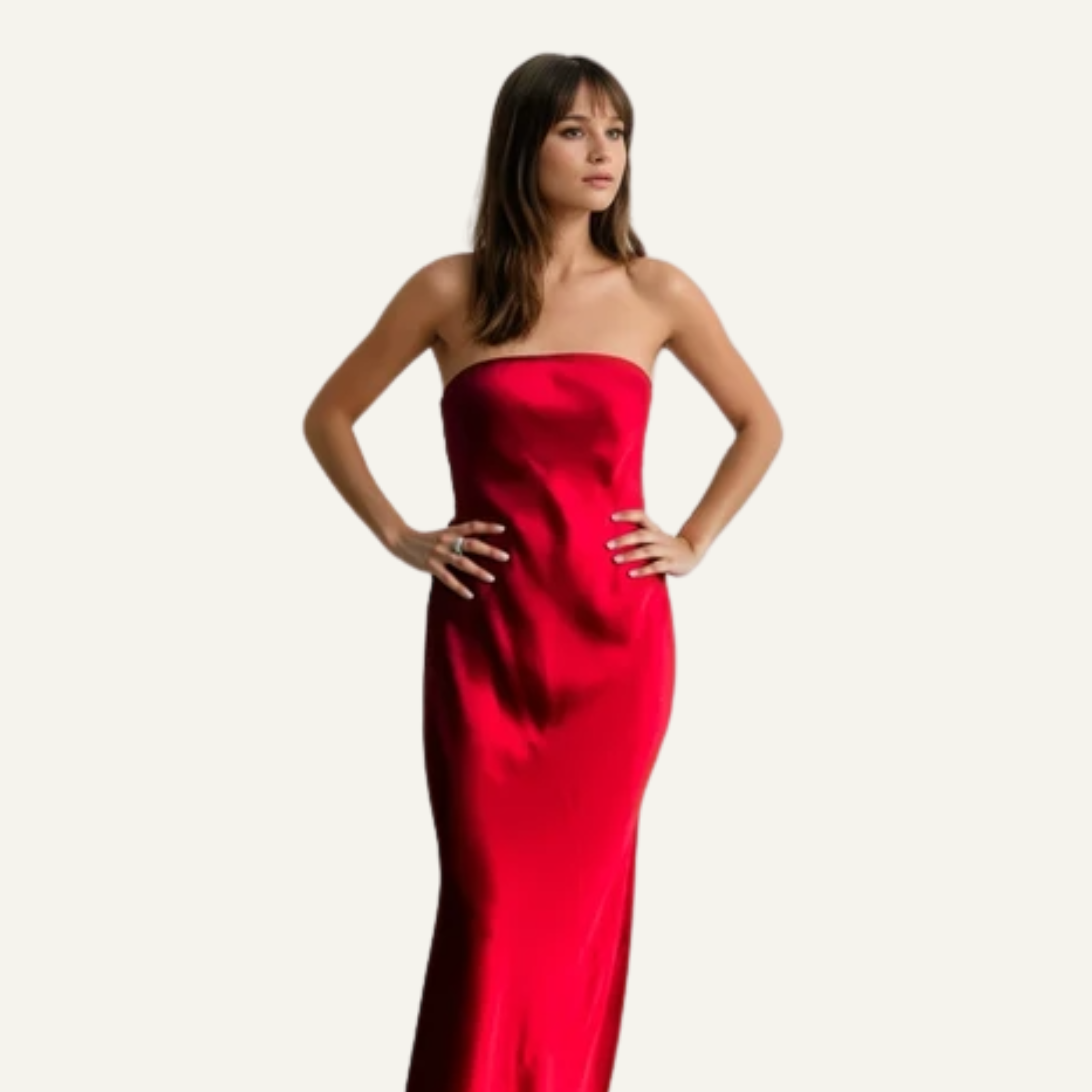 Silk Strapless Dress - Red