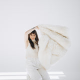 Sheepskin Fur / Coat with Burgundy Silk Lining - White