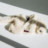 Sheepskin Fur / Coat with Burgundy Silk Lining - White