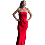 Silk Strapless Dress - Red
