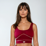 Women's Lyocell/Wool Sports Bra - Burgundy (Cream Thread)
